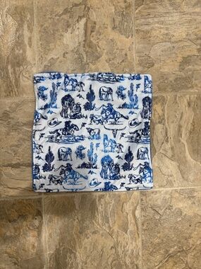 Blue & White Western Print Fabric Square